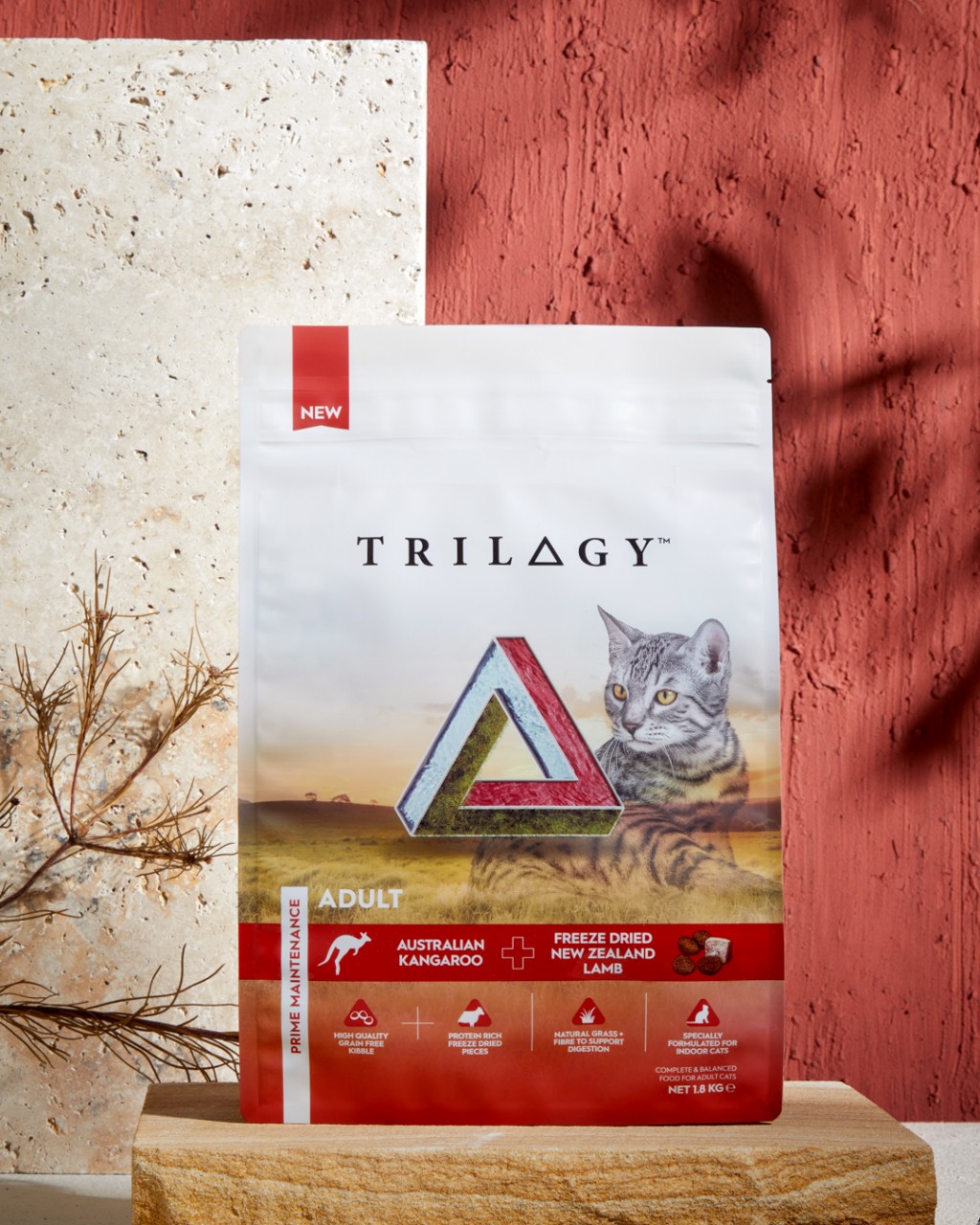 Trilogy 奇境 無穀物 澳洲野生袋鼠＋5%紐西蘭羊肺凍乾 無穀成貓糧 1.8kg (橙紅)