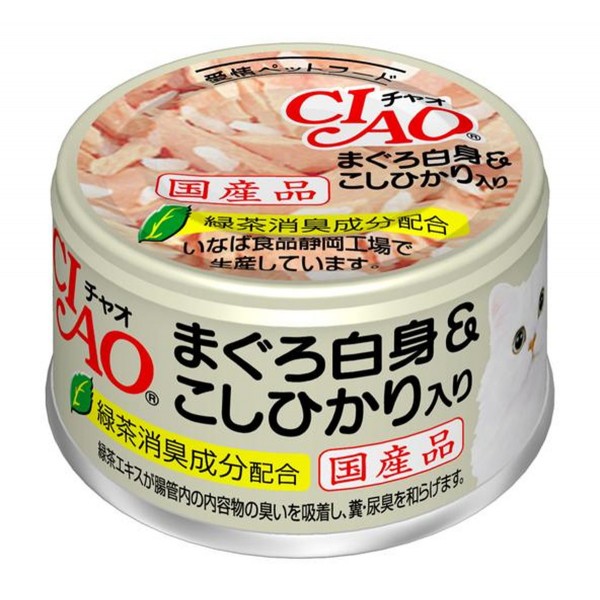 CIAO 白身 吞拿魚 + 越光米 貓罐 85g (A-04)