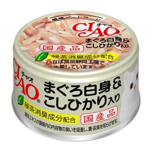 CIAO 白身 吞拿魚 + 越光米 貓罐 85g x 24罐 原箱優惠 (A-04)