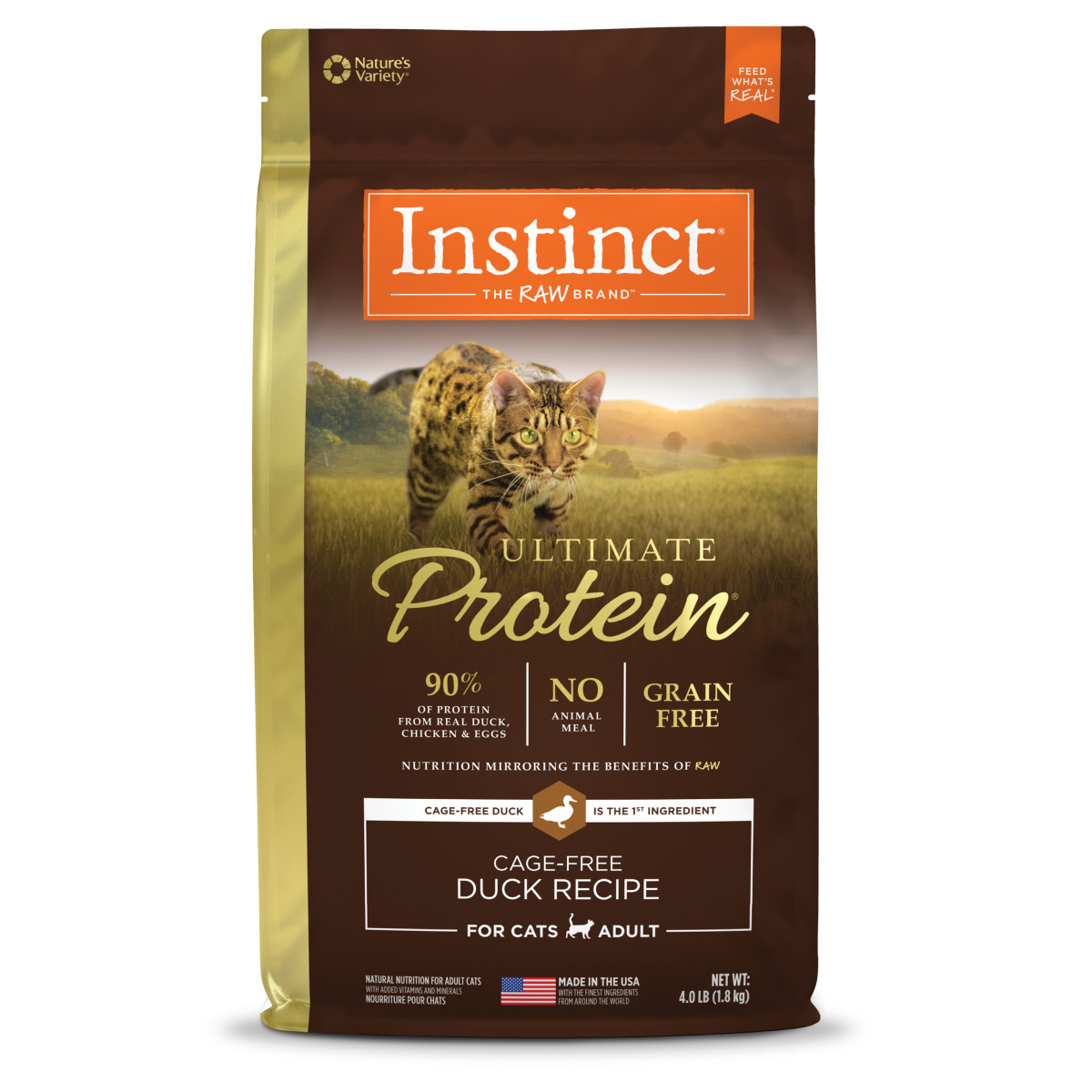 Nature's Variety Instinct 本能 無穀物 頂級蛋白質貓糧 - 鴨肉配方 4磅