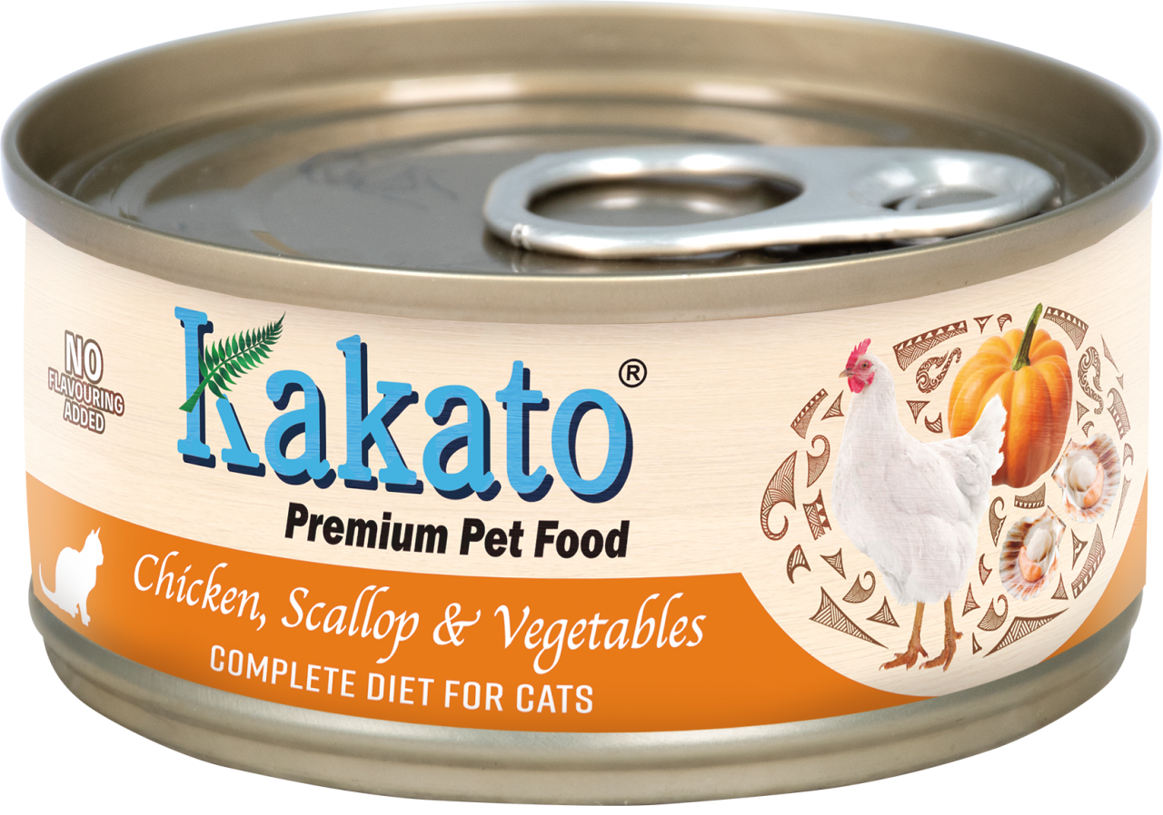 Kakato 卡格 雞、扇貝、蔬菜 貓用主食罐 70g (橙色) (766)