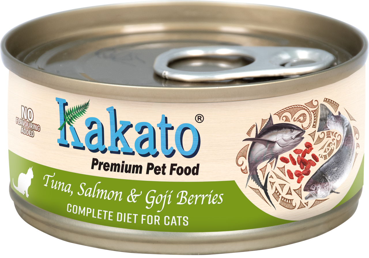 Kakato 卡格 吞拿魚、三文魚和杞子 貓用主食罐 70g (綠色) (767)