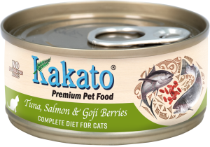 Kakato 卡格 吞拿魚、三文魚和杞子 貓用主食罐 70g (綠色) (767)