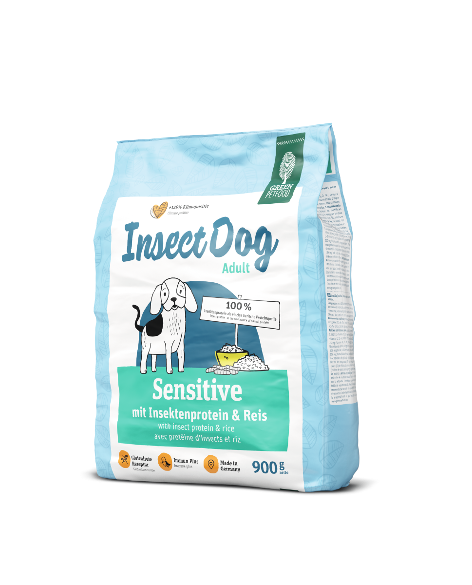 Green Petfood - InsectDog Sensitive 無穀物 蟲蟲蛋白防腸胃過敏 成犬糧 900g x 5包優惠 (綠)