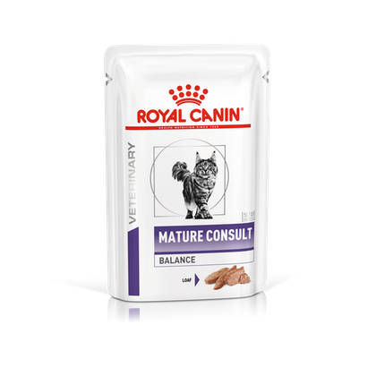 [凡購買處方用品, 訂單滿$500或以上可享免費送貨]　　Royal Canin - Mature Consult Balance  老年貓均衡濕糧配方 (in loaf) 85g x 12包