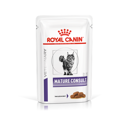 [凡购买处方用品, 订单满$500或以上可享免费送货]　　Royal Canin - Mature Consult  老年貓湿粮配方 (in gravy)  85g x 12包