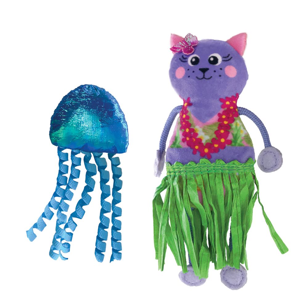 ＜購買正價貨品滿$300~可以優惠價$55換購＞ KONG Tropics Hula 2-pack Cat Toy 貓貓熱帶草裙舞公仔玩具 (CT62)