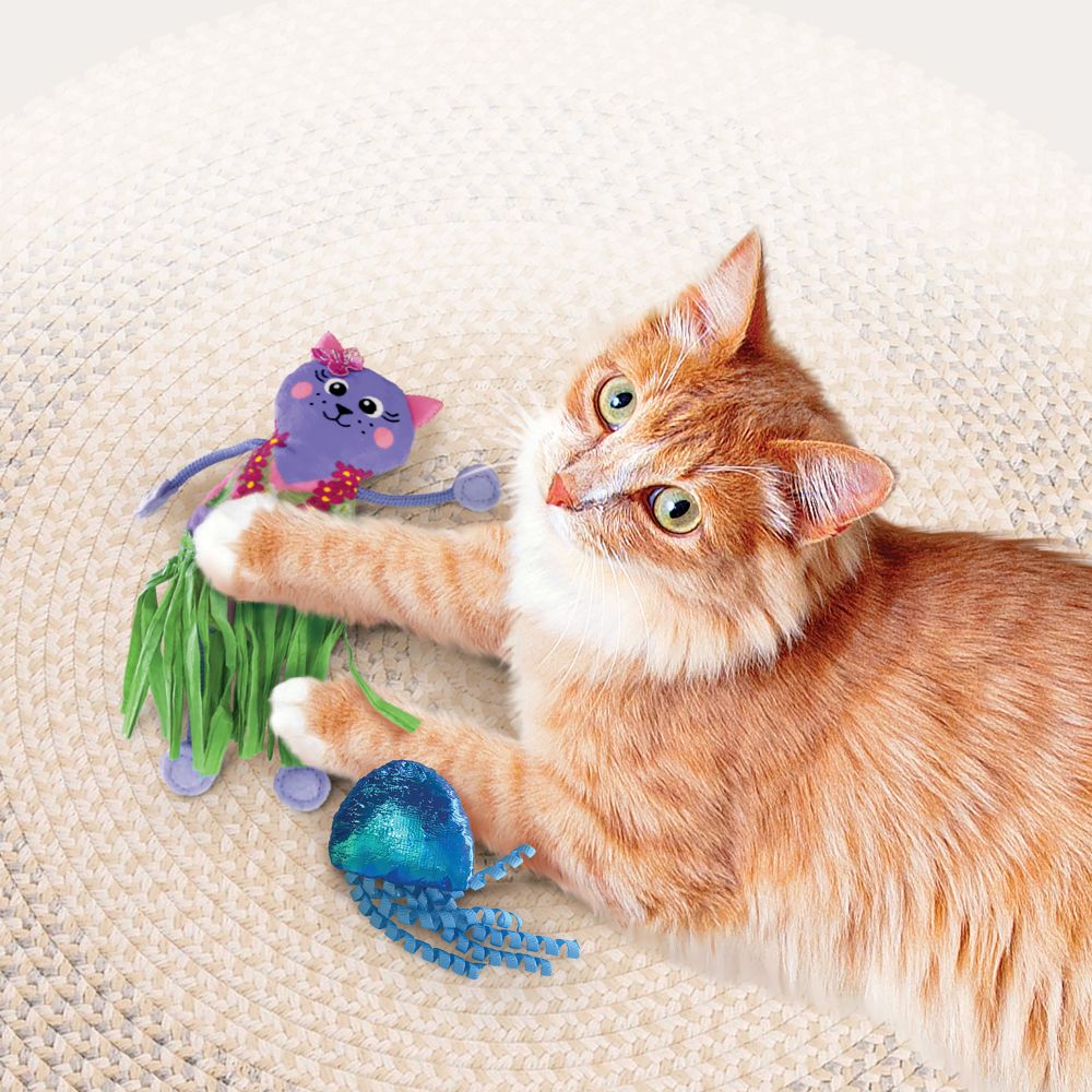 ＜購買正價貨品滿$300~可以優惠價$55換購＞ KONG Tropics Hula 2-pack Cat Toy 貓貓熱帶草裙舞公仔玩具 (CT62)
