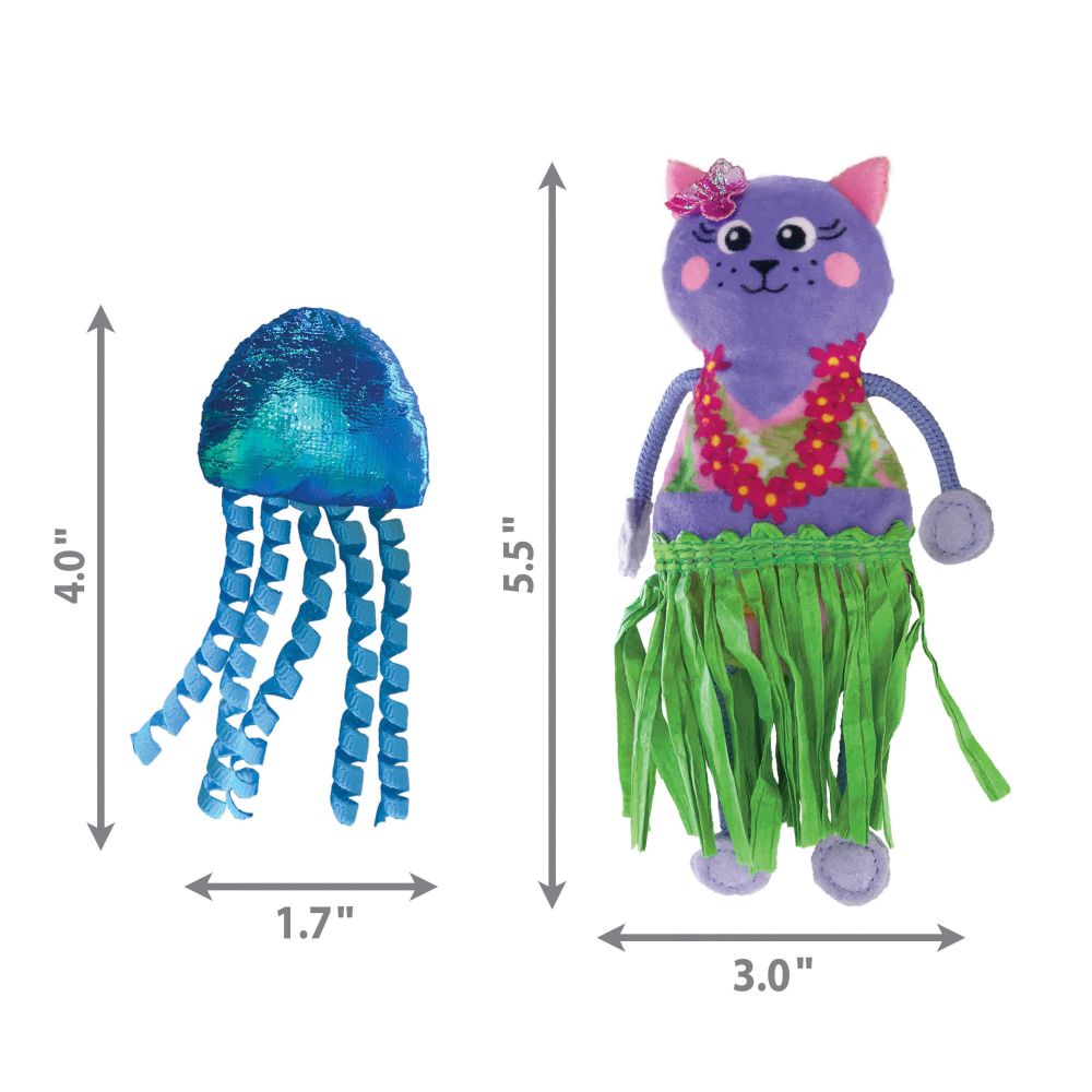 ＜購買正價貨品滿$300~可以優惠價$55換購＞ KONG Tropics Hula 2-pack Cat Toy 貓貓熱帶草裙舞公仔玩具 (CT62)