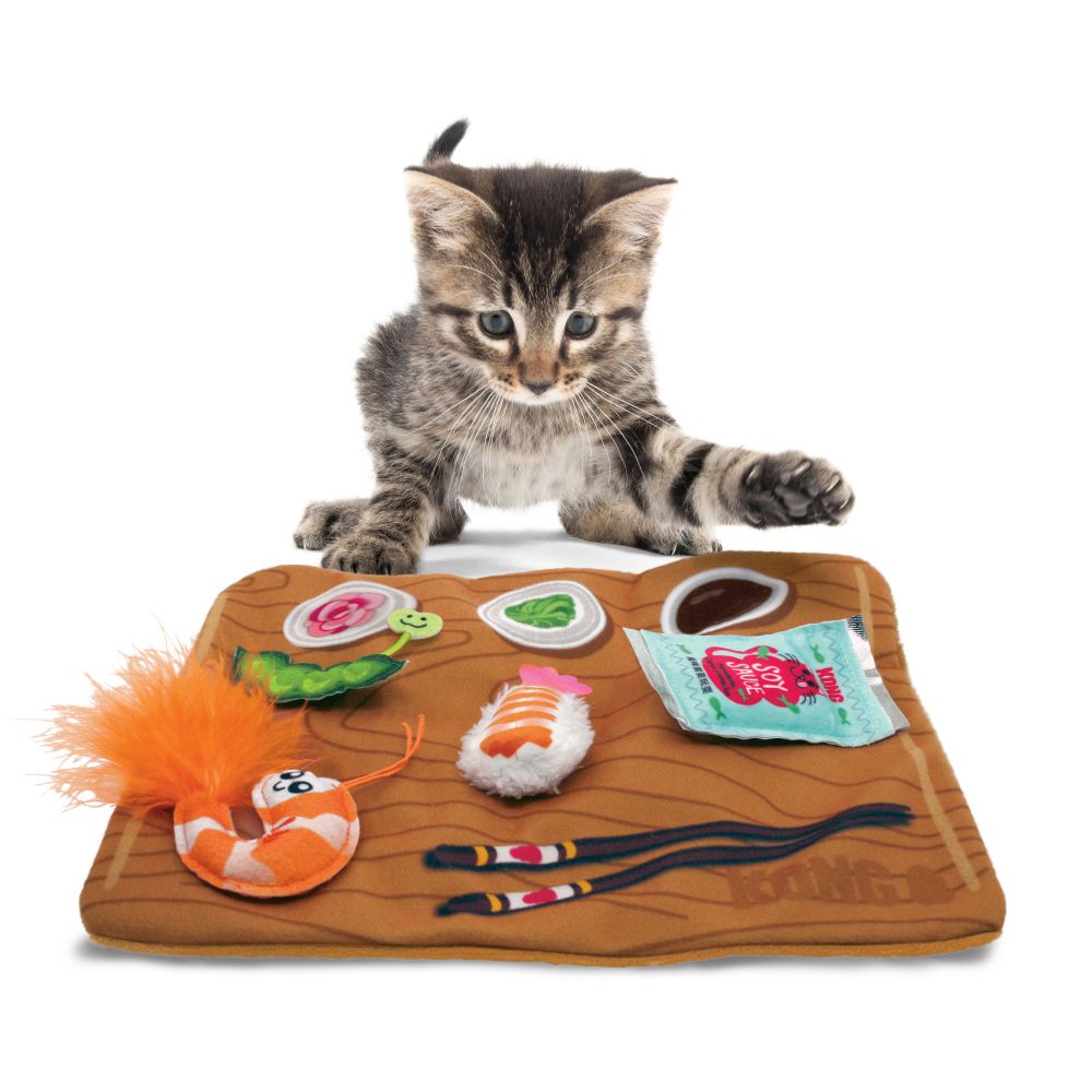 【購買正價貨品滿$300~可以以優惠價$117換購】KONG Pull-A-Partz Sushi Cat Toy 壽司貓墊玩具 (CPP9)