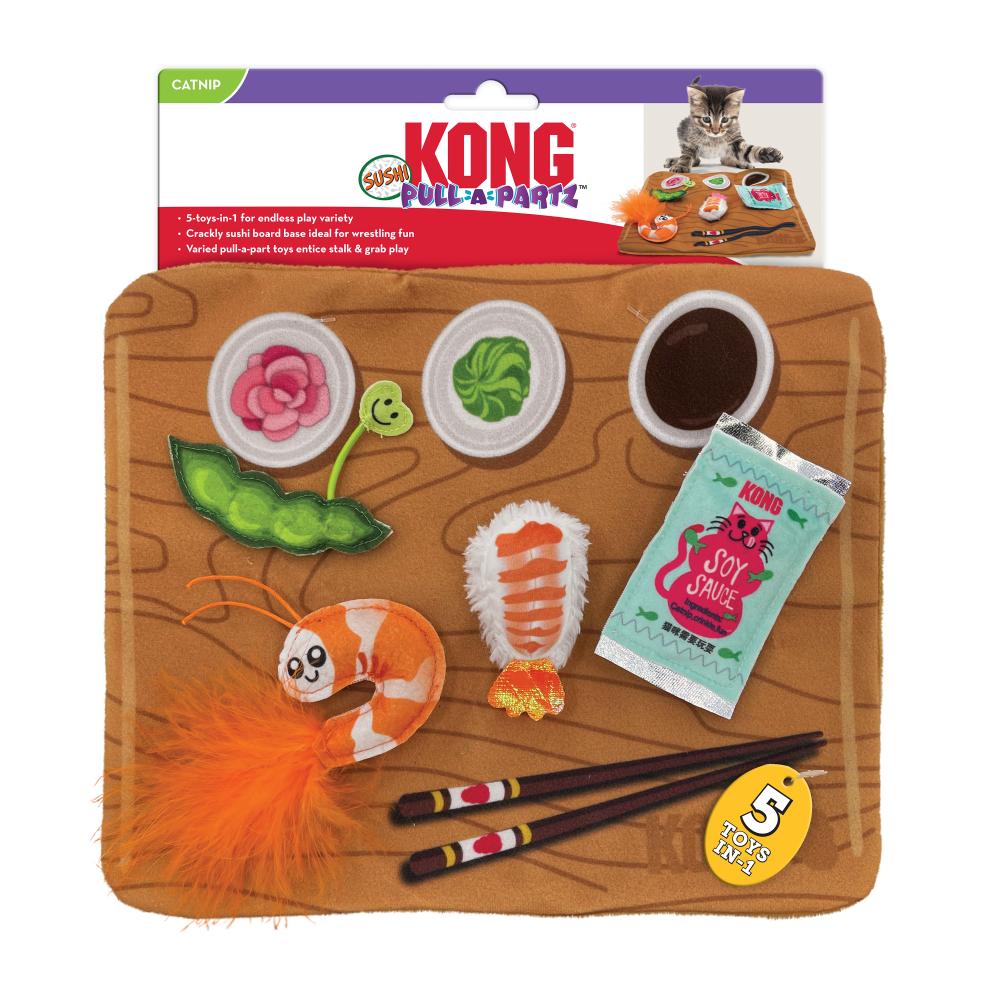 【購買正價貨品滿$300~可以以優惠價$117換購】KONG Pull-A-Partz Sushi Cat Toy 壽司貓墊玩具 (CPP9)