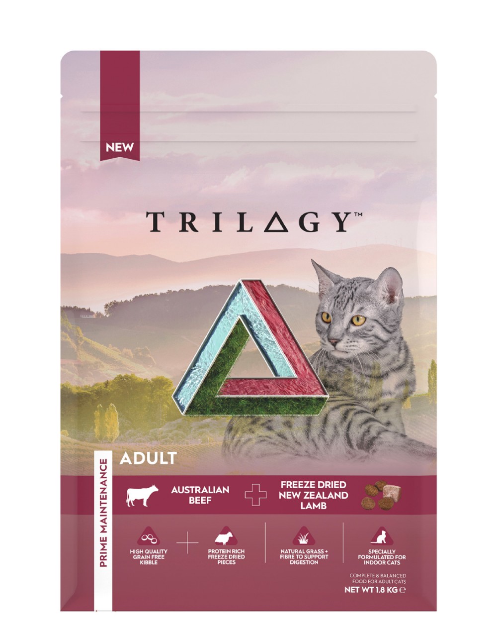 Trilogy 奇境 無穀物 澳洲牛肉配方＋紐西蘭羊肺凍乾 成貓糧 1.8kg (紅)