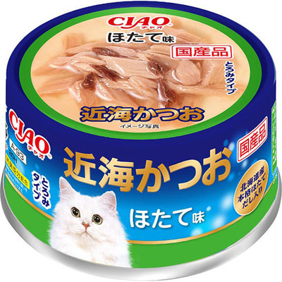 CIAO [近海吞拿魚] 鰹魚・帶子入 貓罐 80g x 24罐 原箱優惠 (A-93)