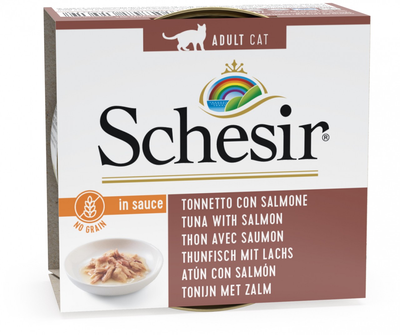 Schesir 主食罐系列 - 4561 吞拿魚+三文魚 (濃湯 in sauce) 貓罐頭 70g