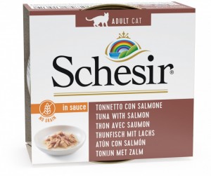 Schesir 主食罐系列 - 4561 吞拿魚+三文魚 (濃湯 in sauce) 貓罐頭 70g