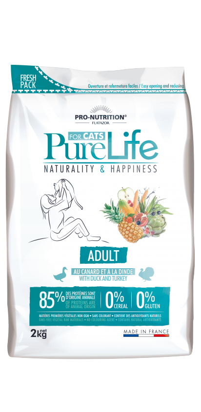 Pure Life 无谷物 鸭 + 火鸡 成貓粮 2kg