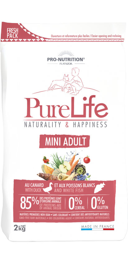 Pure Life 无谷物 迷你成犬乾粮  鸭和白鱼 2kg