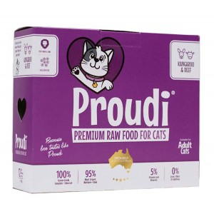 Proudi 急凍生肉貓糧 牛+袋鼠 1.08kg (90g x12件)一盒裝 (紫)