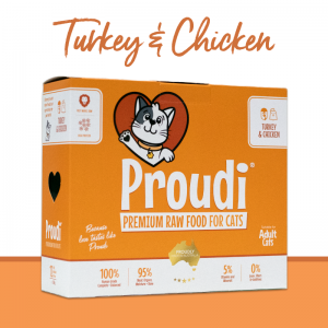 Proudi 急凍生肉貓糧 火雞+雞 1.08kg (90g x12件) x 四盒優惠 (橙)
