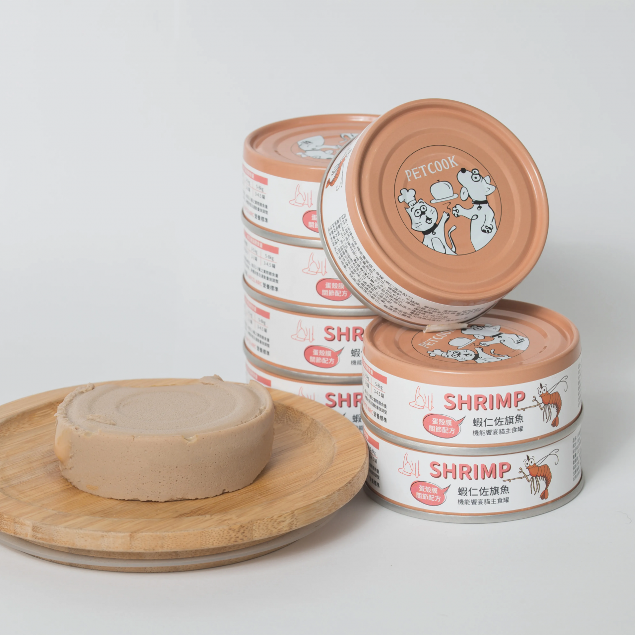 PETCOOK 派庫廚房 蝦仁旗魚口味(蛋殼膜關節配方) 肉泥機能饗宴貓主食罐 80g