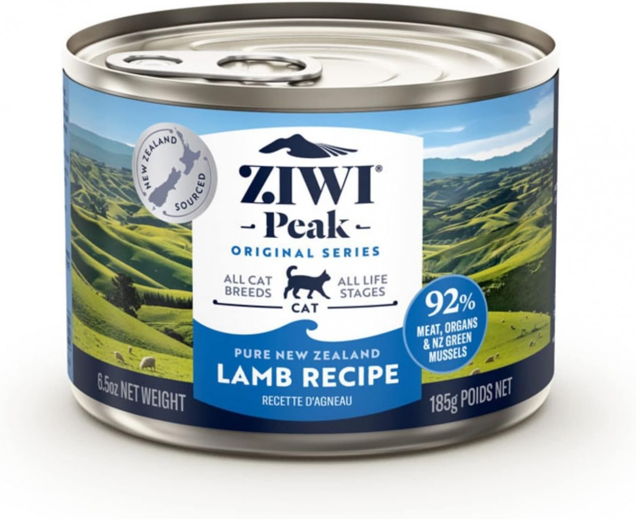 <<4送1優惠>>  ZiwiPeak 巔峰 鮮肉貓罐頭 - 羊肉 185g x 5罐