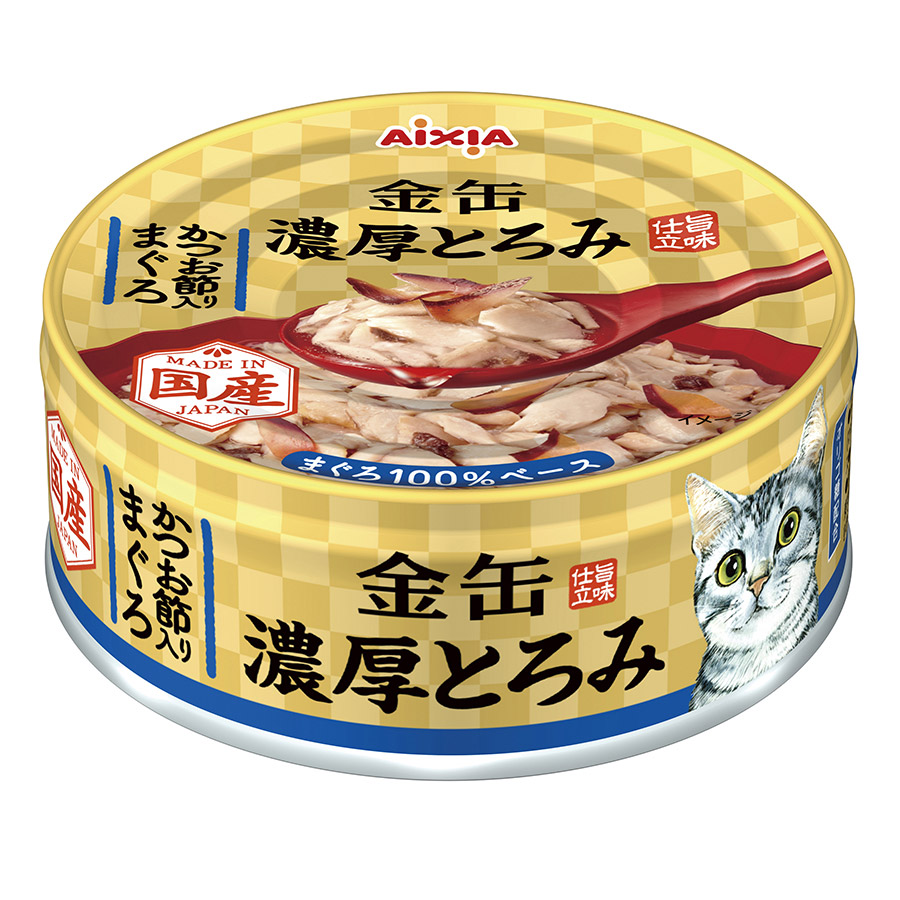 Aixia 金缶浓厚 吞拿鱼+鰹鱼片 貓罐头 70g x 24罐 原箱优惠 (GNT-5)