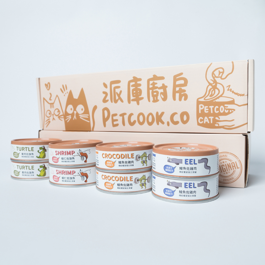 《试食优惠》PETCOOK 肉泥机能飨宴貓主食罐 80g (4款味道 共6罐)《如其中一种味道缺货，会用其他味道代替》