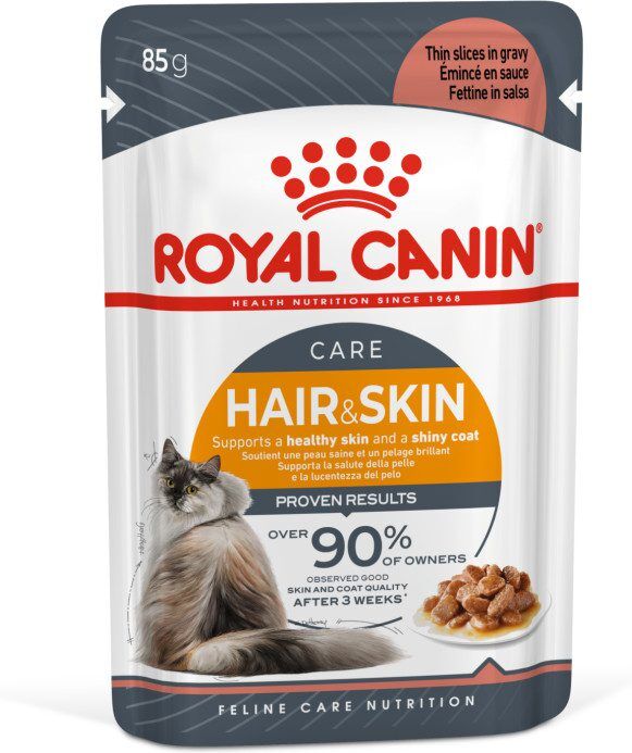 Royal Canin 法國皇家  精煮肉汁 (Gravy) 成貓 皮毛加護主食(Hair & Skin Care) 貓濕包 85克 X12包