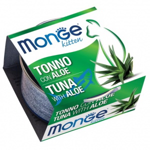 MONGE 清新水果系列 - 吞拿魚蘆薈(幼貓適用) 貓罐頭 80g x 24罐 原箱優惠