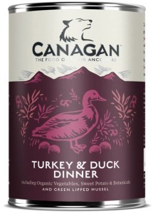 Canagan 全天然無穀物狗罐頭 - 火雞伴鴨肉配方 400g x 6罐 原箱優惠