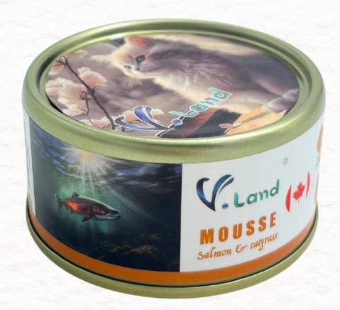 V. Land　无胶功能性Mousse主食罐 鮭鱼 + 貓草 (皮膚毛髮健康) 80g