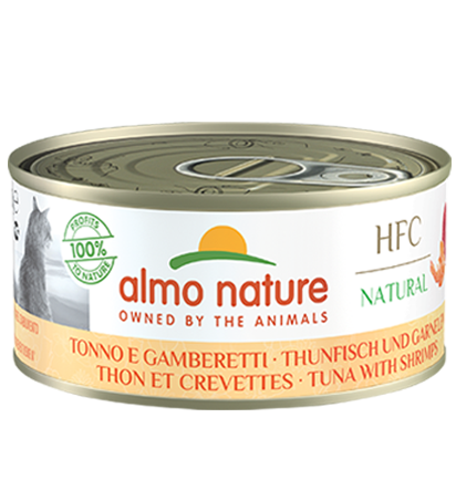 ＜购买正价货品满$500~可以优惠价$15換购＞ Almo Nature HFC Natural 吞拿鱼+鲜虾 貓罐头 150g (5128) 到期日: 12/2025