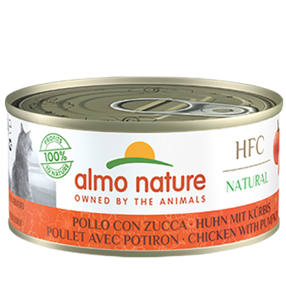 <購買正價貨品滿$500~可以優惠價$15換購> Almo Nature HFC Natural 雞肉+南瓜 貓罐頭 150g (5123) 到期日: 12/2025