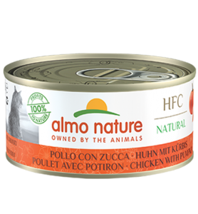 ＜購買正價貨品滿$500~可以優惠價$15換購＞ Almo Nature HFC Natural 雞肉+南瓜 貓罐頭 150g (5123) 到期日: 12/2025