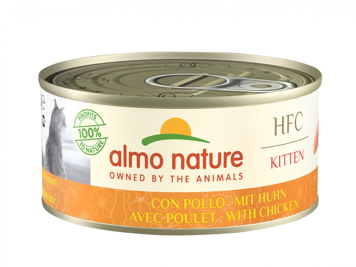 ＜购买正价货品满$500~可以优惠价$15換购＞ Almo Nature HFC Natural 鸡肉 幼貓(主食罐) 貓罐头 150g (5120) 到期日: 12/2025