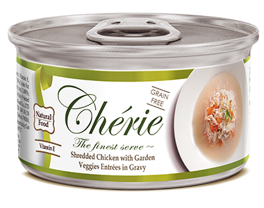 ＜購買正價貨品滿$500~可以優惠價$15換購＞　Cherie 天然雞肉佐蔬菜 貓罐 170g