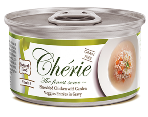 ＜購買正價貨品滿$500~可以優惠價$15換購＞　Cherie 天然雞肉佐蔬菜 貓罐 170g
