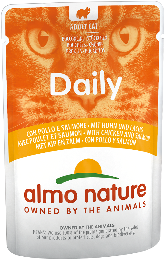 Almo Nature Dailymenu 雞肉+三文魚 濕包貓糧 70g x 30包 原箱優惠 (5270)