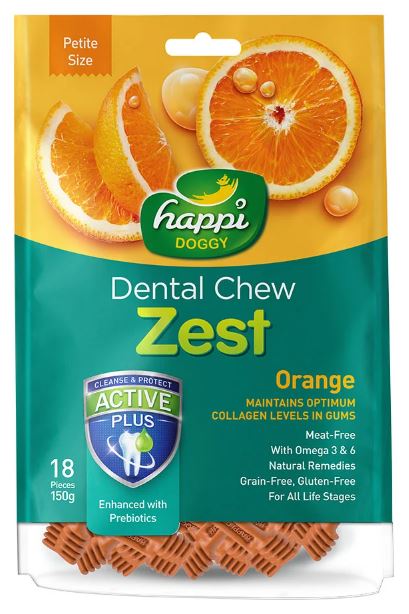 (狗小食) Happi Doggy – Orange Dental Chew Zest 香橙潔齒骨 2.5吋 150g