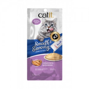 Catit Smooth & Savoury 鮮肉泥小食 Lickable Cat Treats  雞肉+鰹魚 Chicken with Katsuobushi 60g (15g x4) 到期日：07/2026