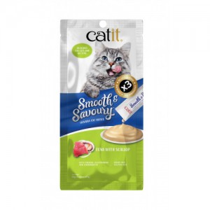 Catit Smooth & Savoury 鮮肉泥小食 Lickable Cat Treats  吞拿魚+扇貝 Tuna with Scallop 60g (15g x4) 到期日：07/2026