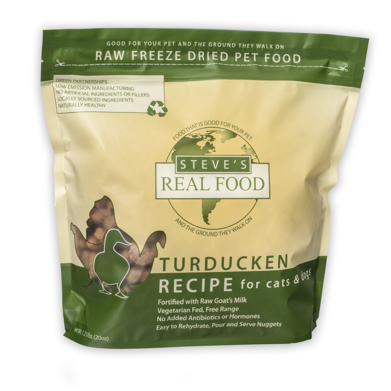 Steve's Real Food Turducken 鸡肉+火鸡肉+鸭肉配方 冻乾脫水粮 (貓狗适用) 1.25lb (20oz)