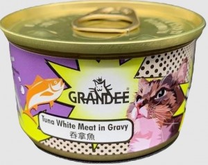 ＜購買正價貨品滿$300~可以優惠價$10換購＞ Grandee 無穀物 汁煮吞拿⿂ 貓罐頭 80g (紫)