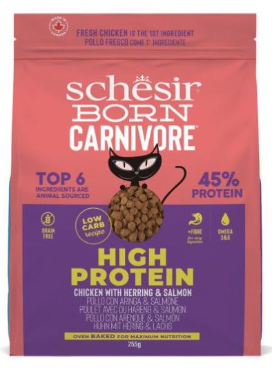 Schesir - Born Carnivore 高蛋白系列 无谷物 鸡肉及鯡鱼 成貓乾粮 255g