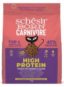 Schesir - Born Carnivore 高蛋白系列 無穀物 雞肉及鯡魚 成貓乾糧 255g