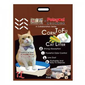 (貓砂) <<最後4箱>>　Petsgoal X 忌廉哥 粟米豆腐貓砂 松木 18L x3包 (原箱優惠)