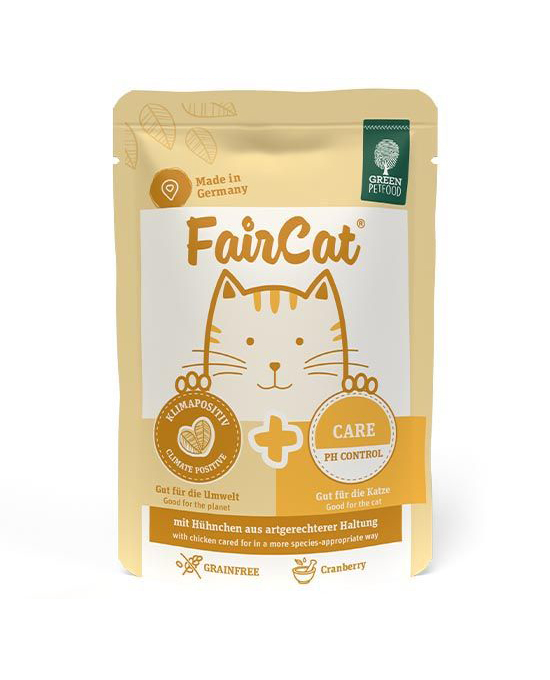 <購買正價貨品滿$300~可以優惠價$13.5換購> Green Petfood  低敏無榖物  貓主食濕包 85g - FairCat CARE 腎臟/ 泌尿道  (黃色)　到期日: 8/2025