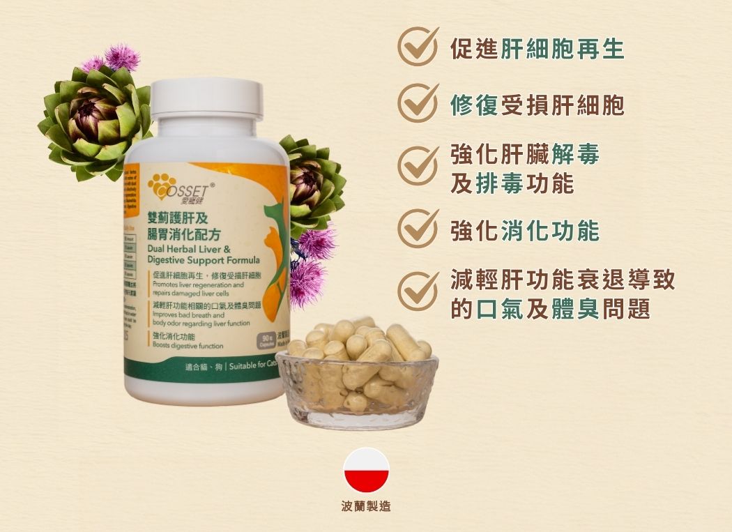 Cosset 愛寵健 雙薊護肝及腸胃消化配方 (90粒)