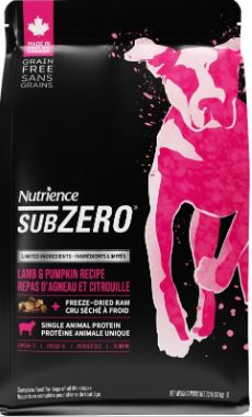 (狗乾粮) <<新品上架>>　~试食价~ NUTRIENCE SubZero 单一蛋白 无谷物 羊肉及南瓜配方 全犬粮 4lb