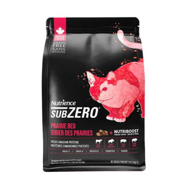 (貓乾粮) ＜本月优惠＞ Nutrience 纽翠斯 SubZero 顶级红肉、海鱼全貓配方 (生肉粒配方) 1.8kg (4lb) (红+黑)
